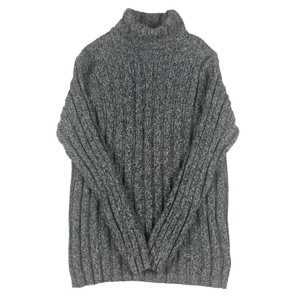 Gap XL Chunky Ribbed Turtleneck Sweater Gray Marled 100% Cotton Fisherman Knit